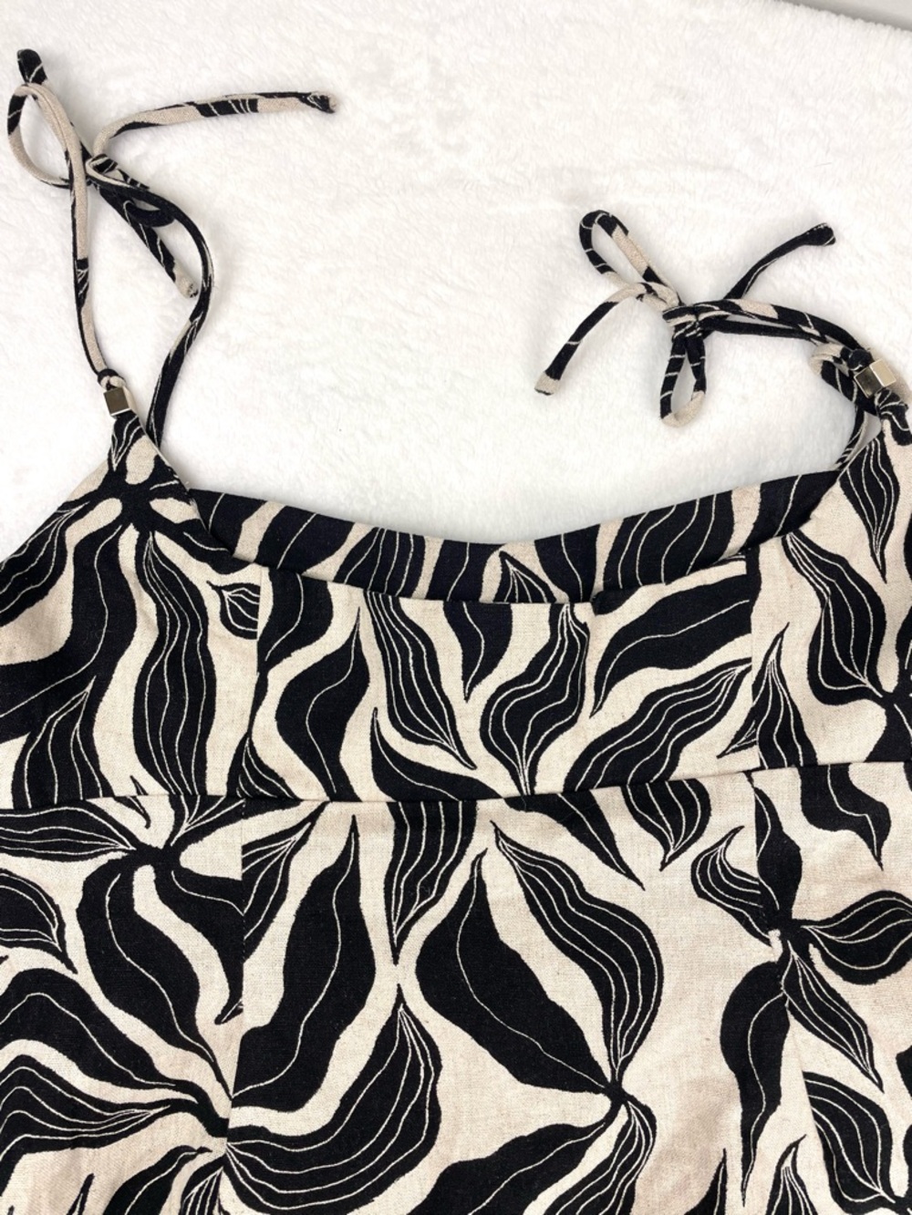 Zara Black & Cream Leaf-Print Two-Piece Set - Picture 3 of 8